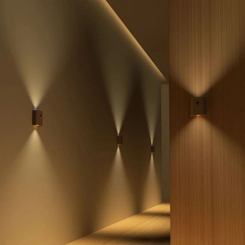 Wooden Lamp Motion Sensor Rechargeable LED Cordless
