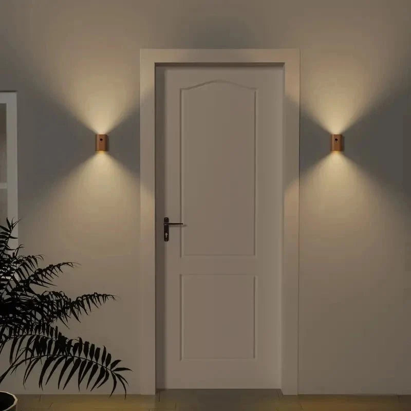 Wooden Lamp Motion Sensor Rechargeable LED Cordless