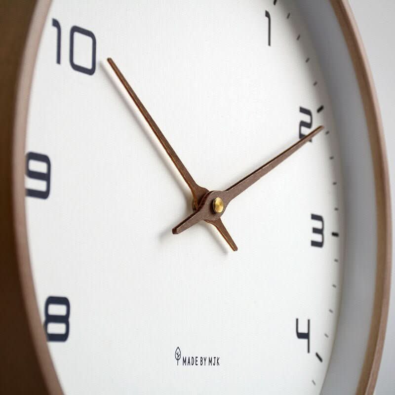 Wooden Wall Clock Silent Sweep Solid Wood Scandinavian Design