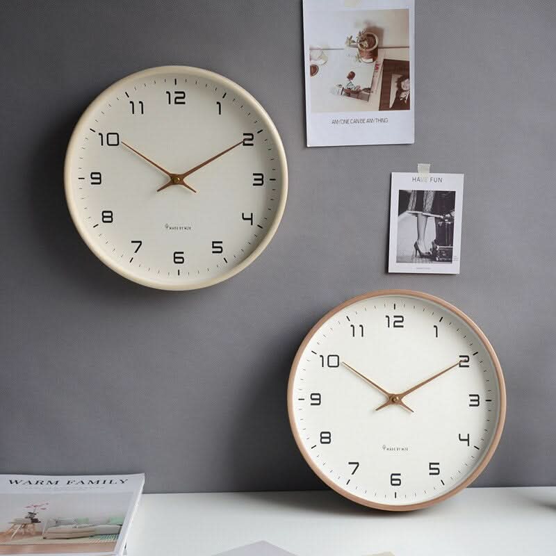 Wooden Wall Clock Silent Sweep Solid Wood Scandinavian Design