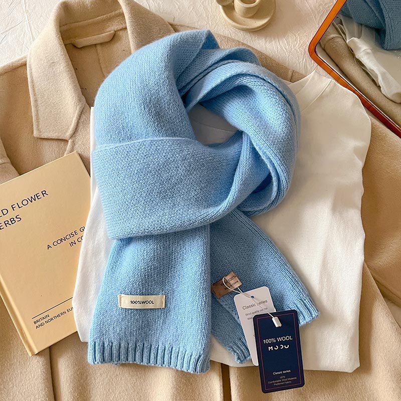 Wool Scarf 100% Knitted Wool Soft Warmth