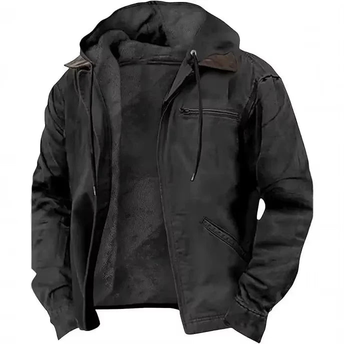 Workwear Jacket Insulated Lining Adjustable Hood Multiple Pockets