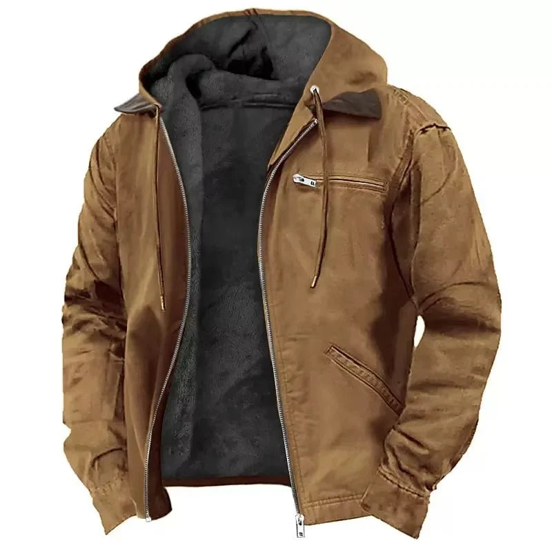 Workwear Jacket Insulated Lining Adjustable Hood Multiple Pockets