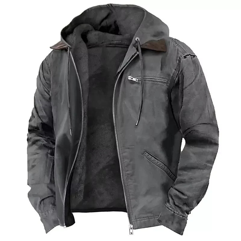 Workwear Jacket Insulated Lining Adjustable Hood Multiple Pockets