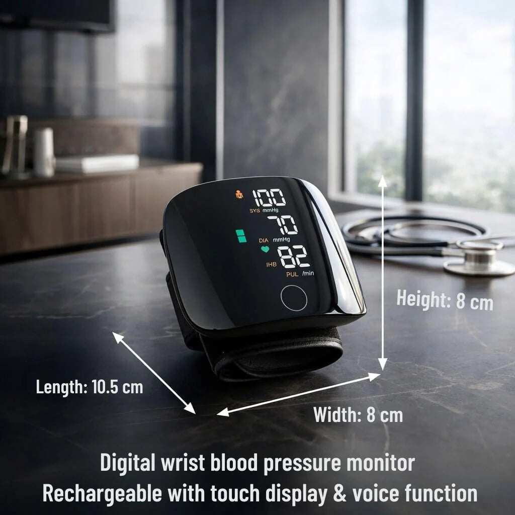 Wrist Blood Pressure Monitor Touch Display & Voice Function