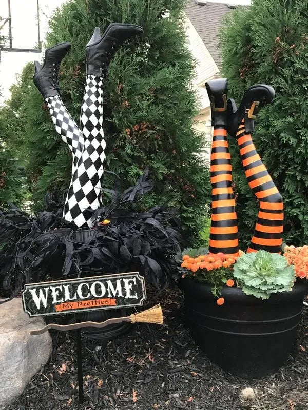 Yard Stakes Striped Resin Set of 2 Indoor/Outdoor