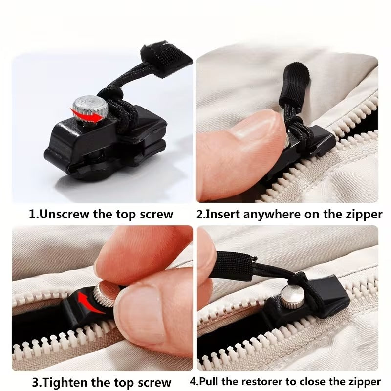 Zipper Repair Kit Instant No-Sew Metal Slider