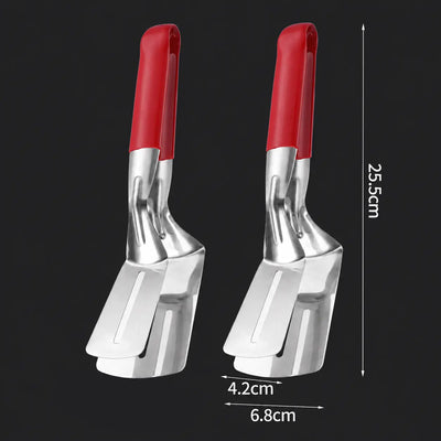 2-In-1 Spatula Tongs Heat-Resistant Non-Slip Grip