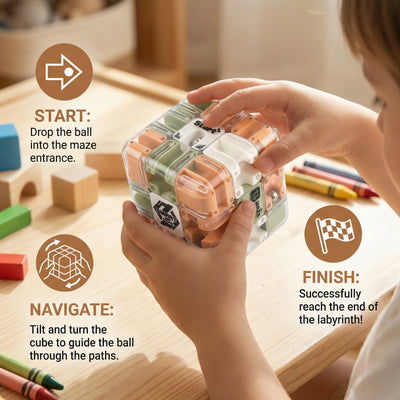 3D Puzzle Cube Portable Clear Maze Sealed Metal Ball