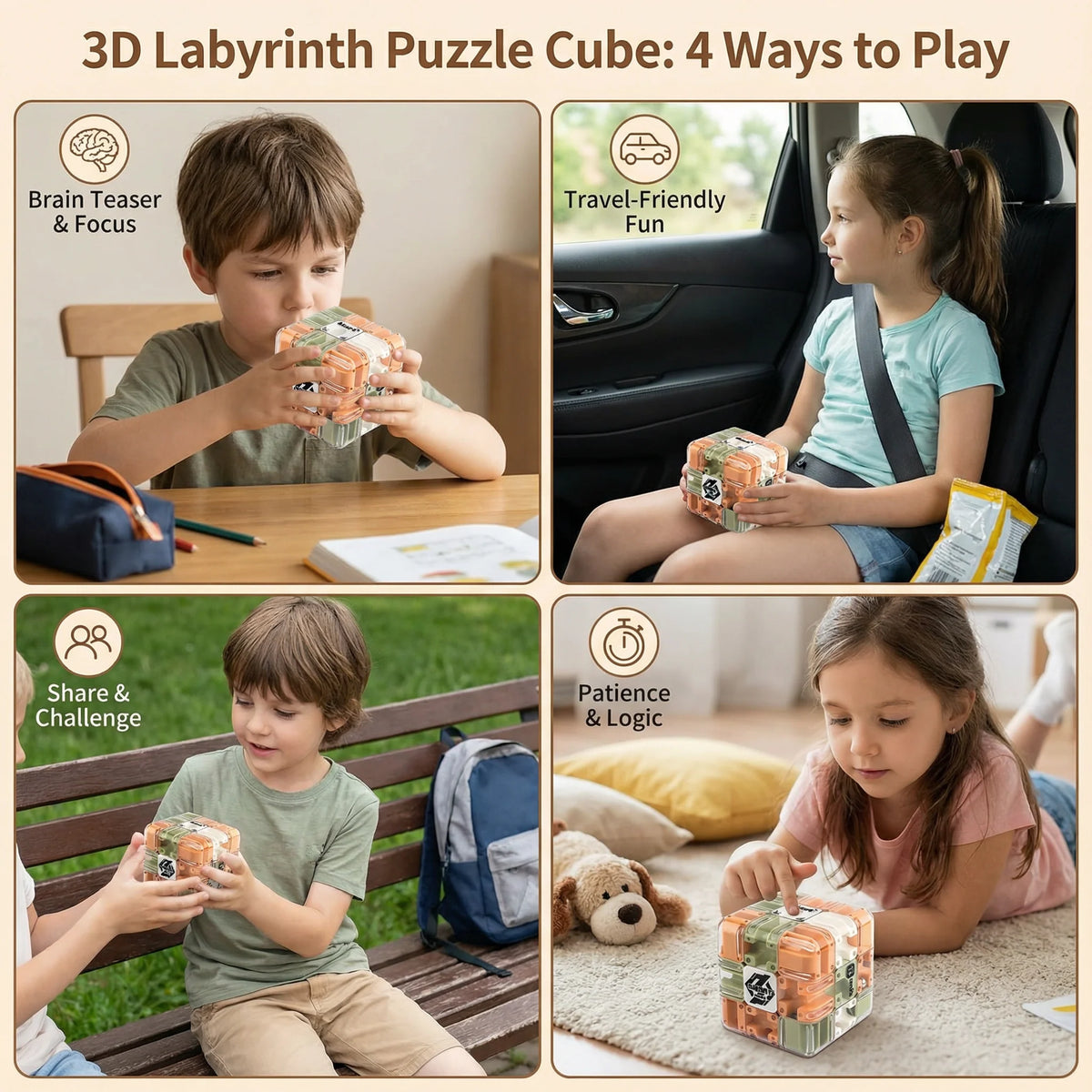 3D Puzzle Cube Portable Clear Maze Sealed Metal Ball