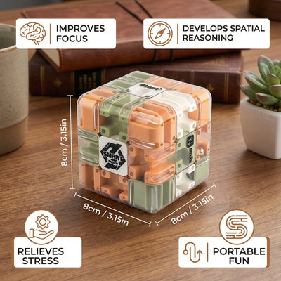 3D Puzzle Cube Portable Clear Maze Sealed Metal Ball