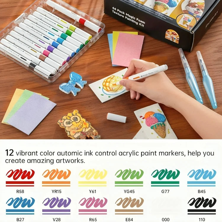3D Texture Painting Kit Foaming Paint Brushes & Templates