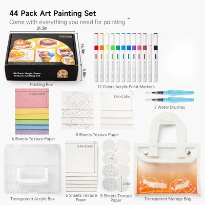 3D Texture Painting Set Foaming Paints & Brushes