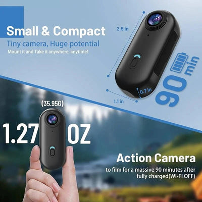 Action Camera 4K Waterproof Magnetic 360° Mount