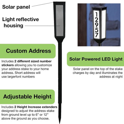 Address Stake Solar Powered Adjustable Height Automatic Light Sensor