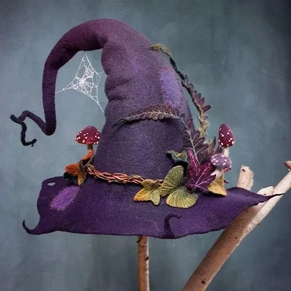 Adult Witch Hat Handcrafted Wool Felt Lightweight Adjustable Fit