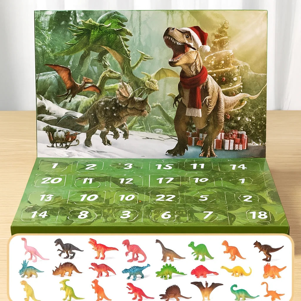 Advent Calendar 24 Dinosaur Figures Reusable Box