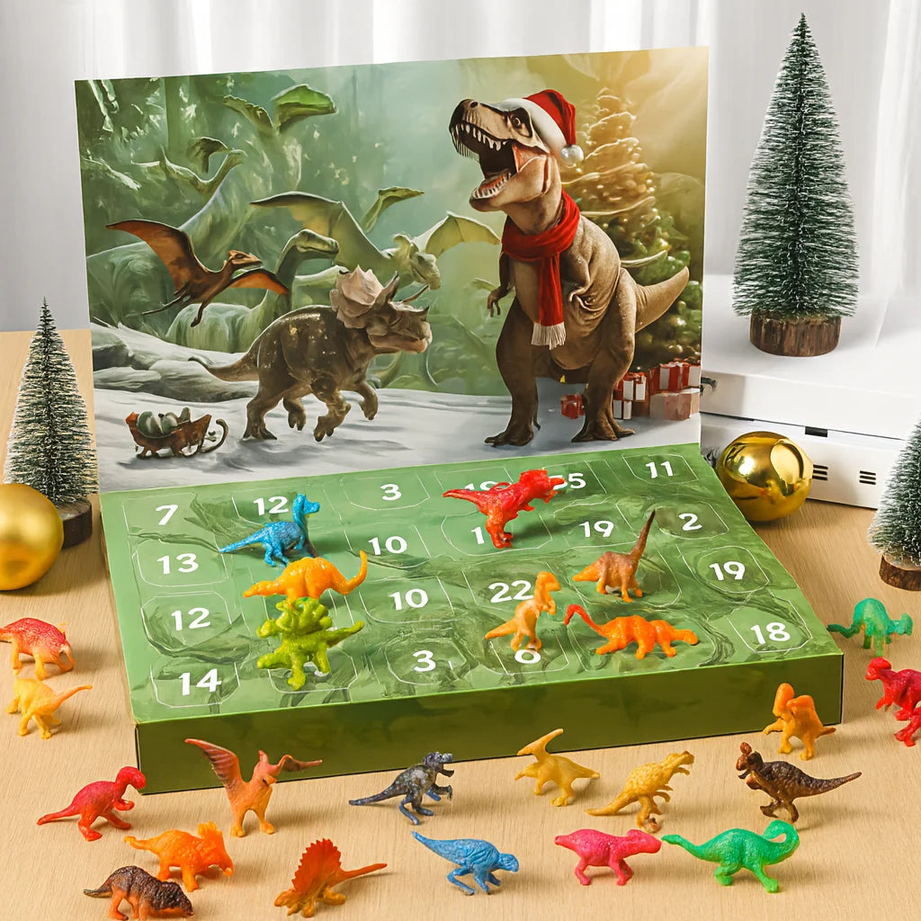 Advent Calendar 24 Dinosaur Figures Reusable Box