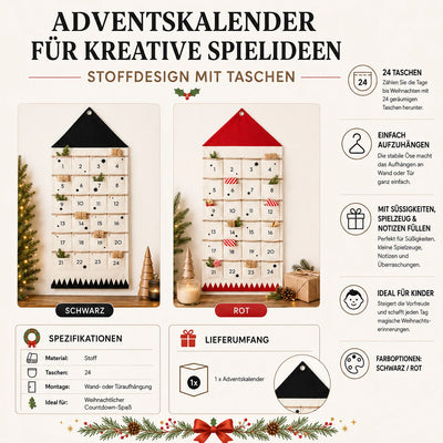 Advent Calendar 24 Fabric Pockets Reusable & Foldable