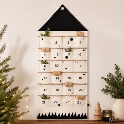 Advent Calendar 24 Fabric Pockets Reusable Hanging Design