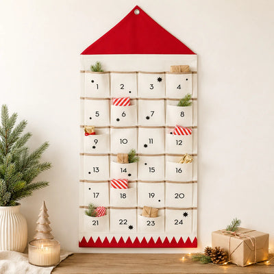 Advent Calendar 24 Fabric Pockets Reusable Hanging Design