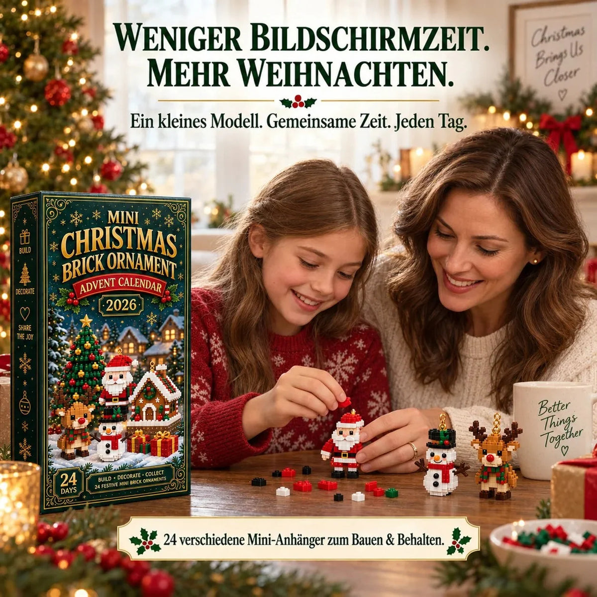 Advent Calendar 24 Mini Brick Builds Hanging Ornaments