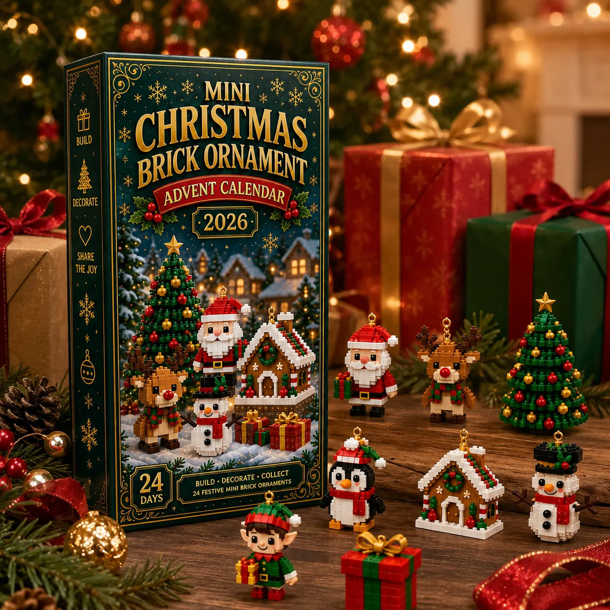 Advent Calendar 24 Mini Brick Builds Hanging Ornaments