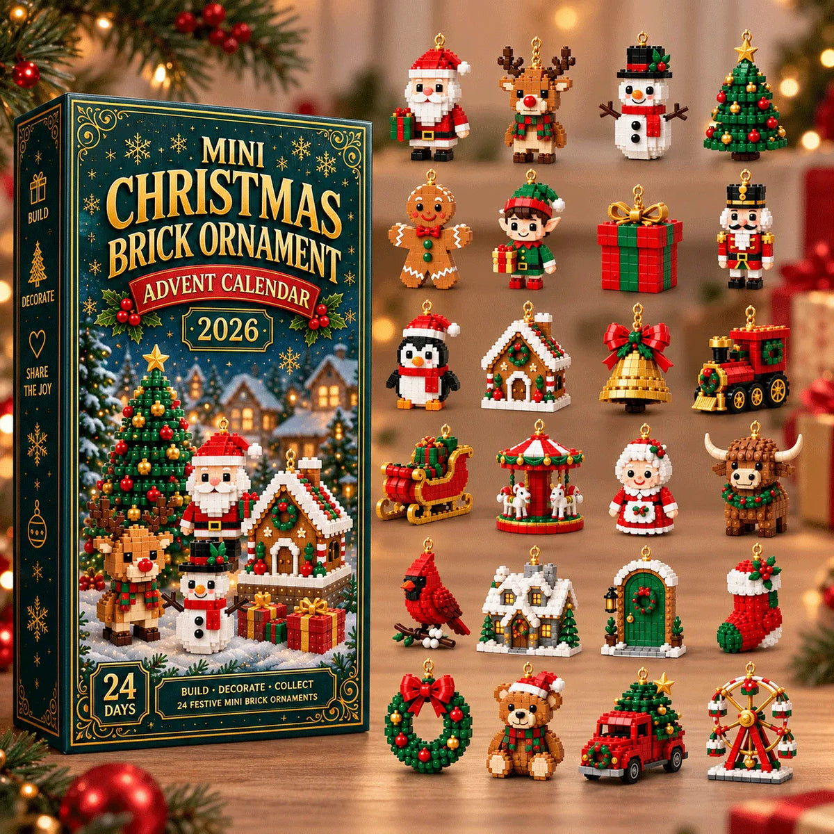 Advent Calendar 24 Mini Brick Builds Hanging Ornaments