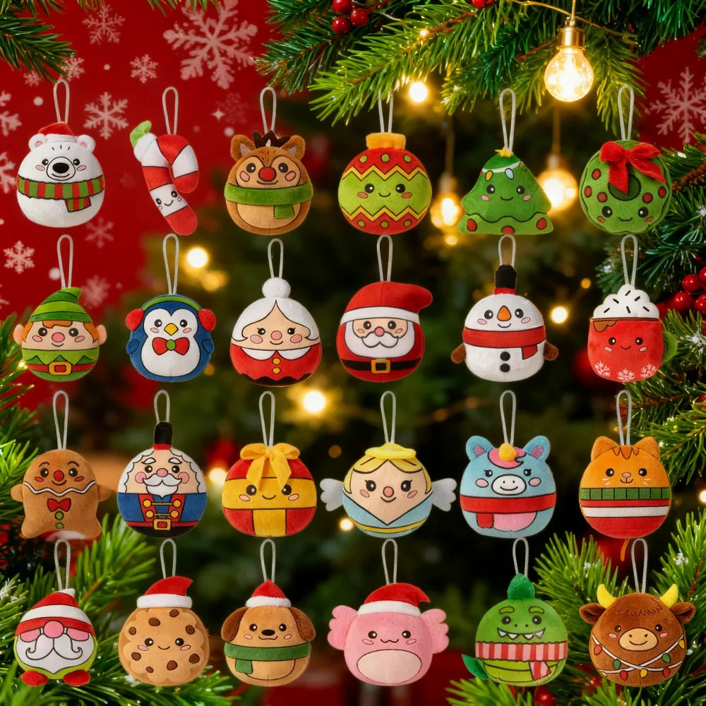 Advent Calendar 24 Mini Hanging Plush Ornaments