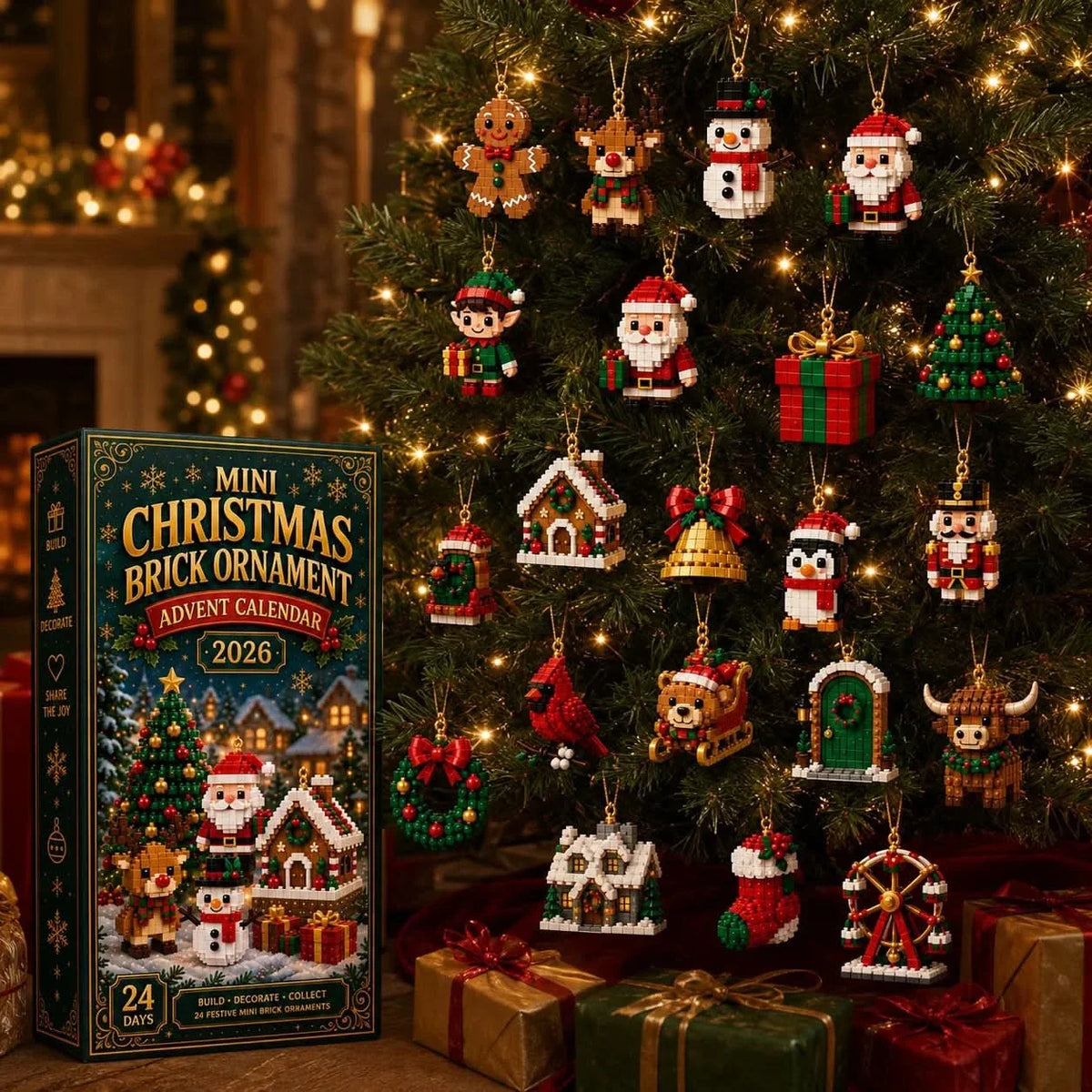 Advent Calendar Buildable Brick Ornaments Set of 24