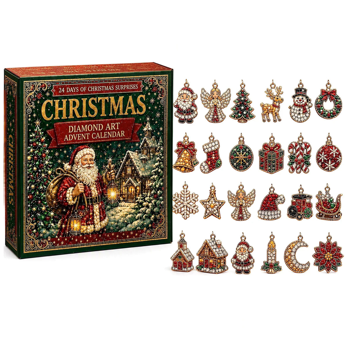 Advent Calendar Diamond Painting Ornament Craft Kit 24 Compartments