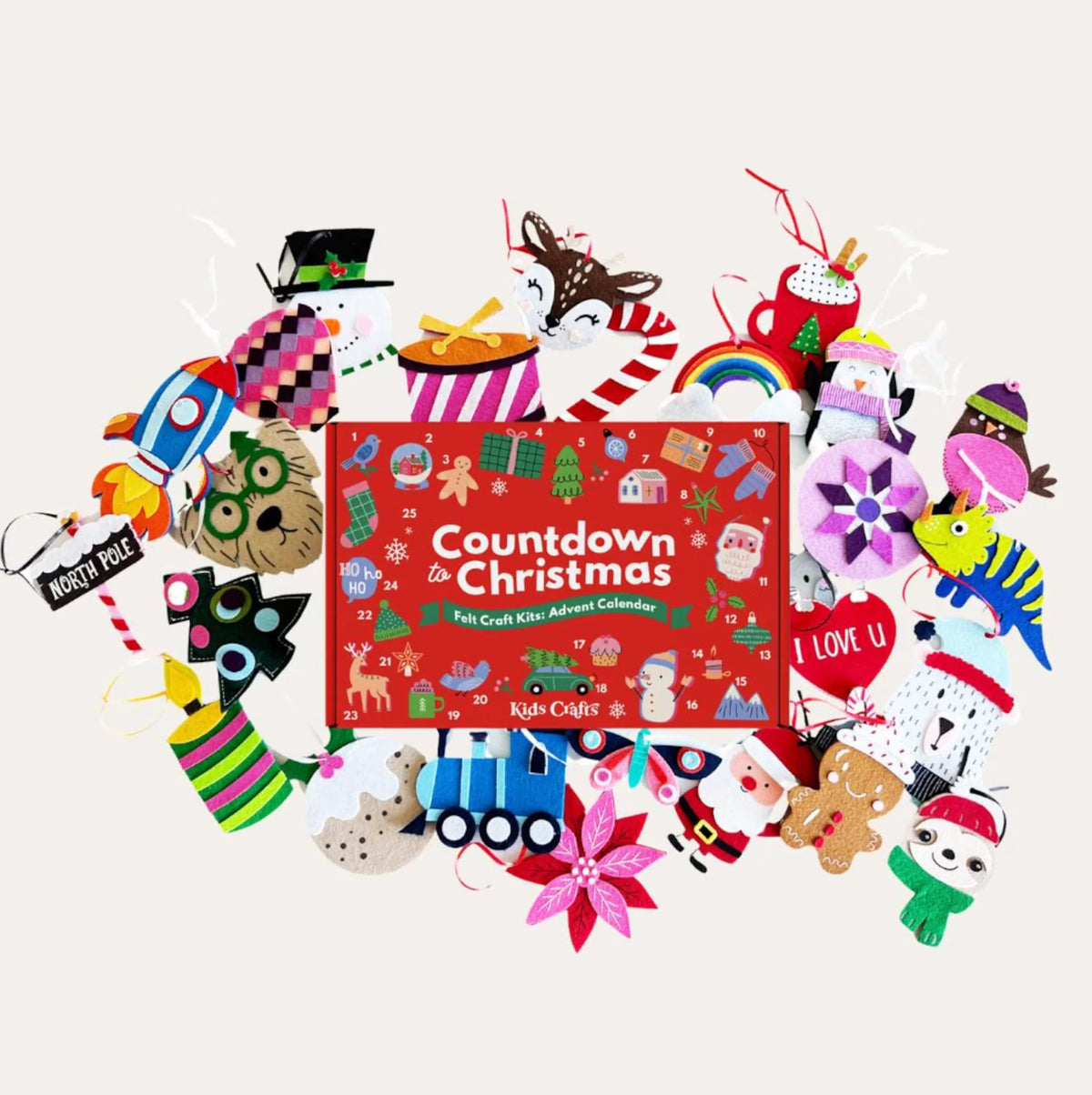 Advent Calendar Pre-Cut Felt Ornaments 25-Day Sticker Countdown