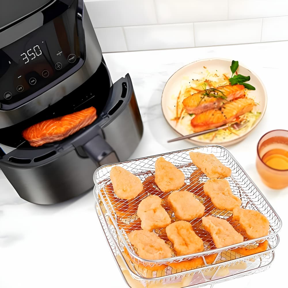 Air Fryer Baskets 3-Tier Stackable Universal Fit Dishwasher Safe