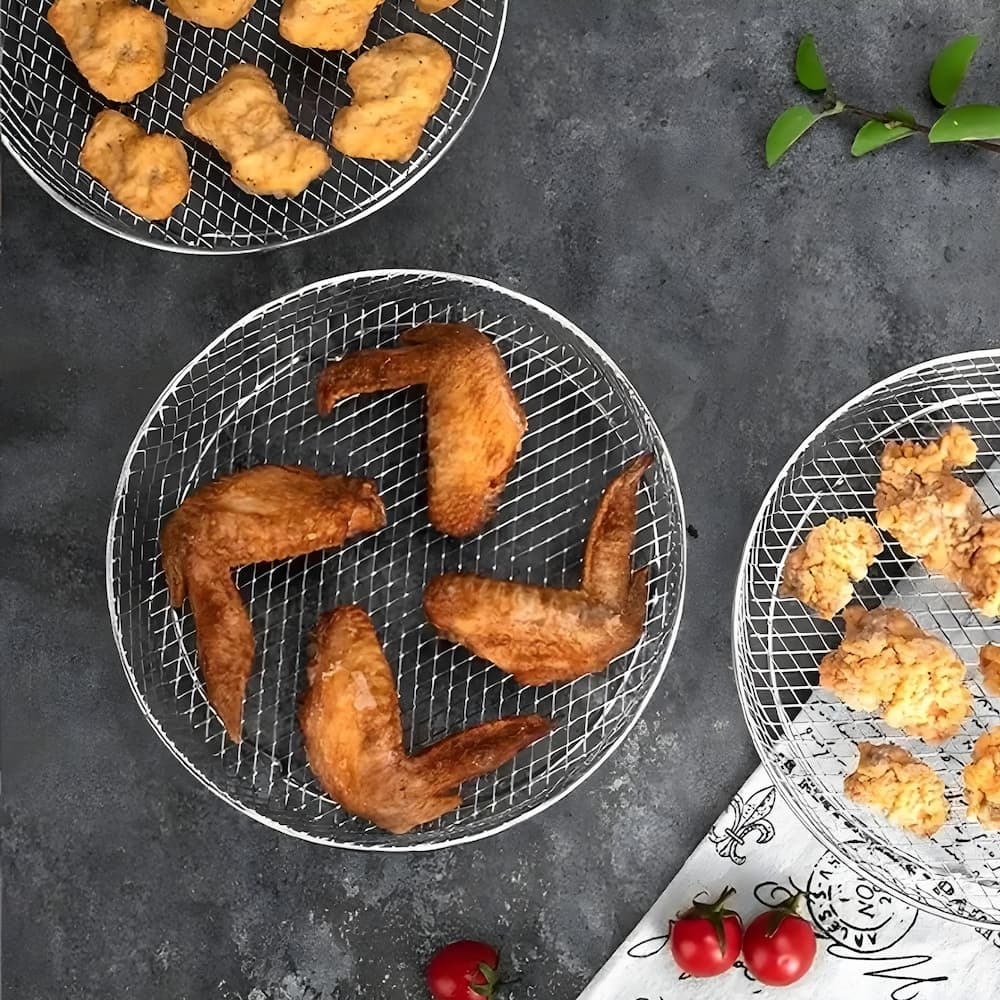 Air Fryer Stackable Baskets 3-Tier Perforated Dishwasher Safe