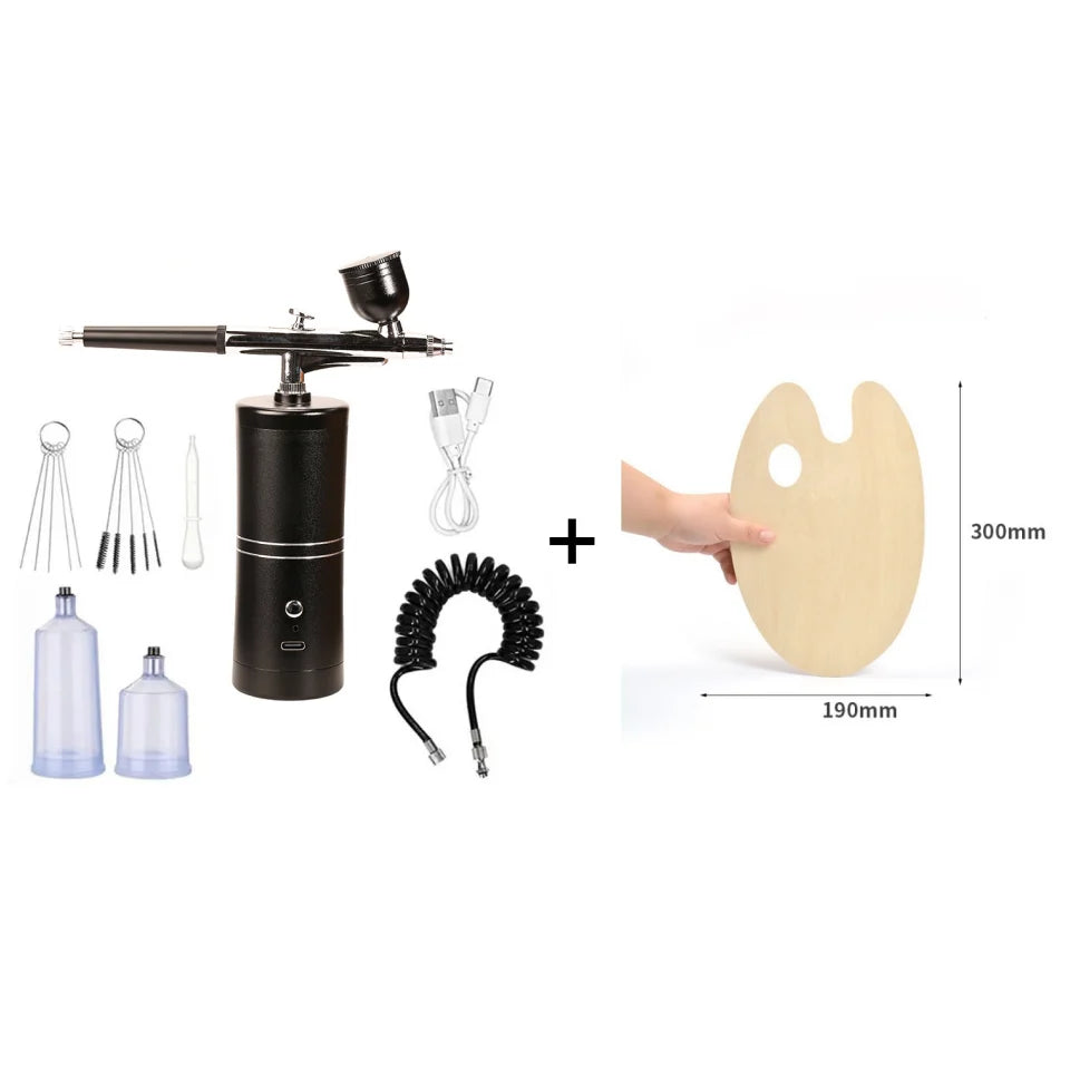 Airbrush Gun Cordless Rechargeable Precision Nozzle & Adjustable Pressure