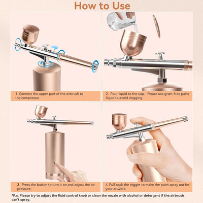 Airbrush Kit Cordless Rechargeable Precision Nozzle