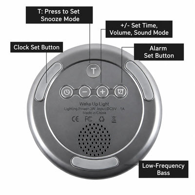 Alarm Clock Sunrise Simulation & Dimmable Night Light