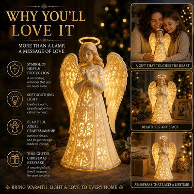 Angel Figurine Warm White LED Battery-Powered 11.8-Inch Tall