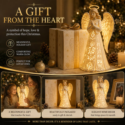 Angel Figurine Warm White LED Battery-Powered 11.8-Inch Tall