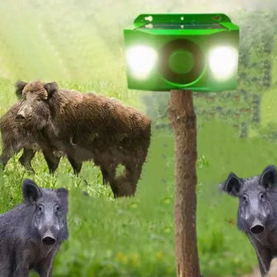 Animal Deterrent Solar Dual Flashing Lights & Alarm