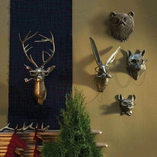 Animal Head Wall Decor Hand-Painted UV-Resistant Resin