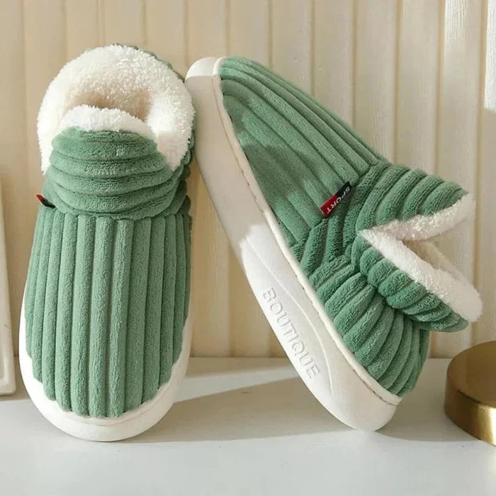 Ankle-High Slippers Flannel Fleece Cushioned & Non-Slip Sole