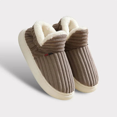 Ankle-High Slippers Flannel Fleece Cushioned & Non-Slip Sole