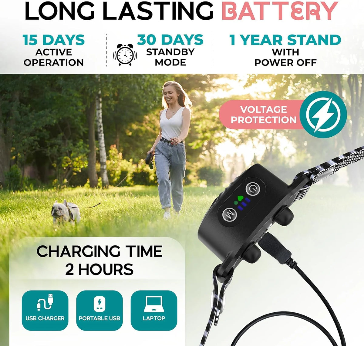 Anti-Bark Collar Sound & Vibration Intelligent Detection Weatherproof