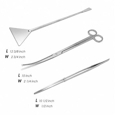 Aquarium Aquascaping Tool Set Stainless Steel Ridged Grip