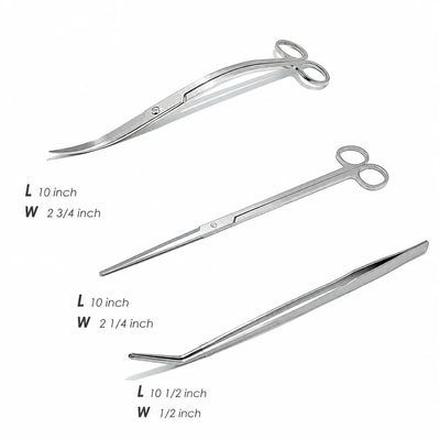 Aquarium Aquascaping Tool Set Stainless Steel Ridged Grip