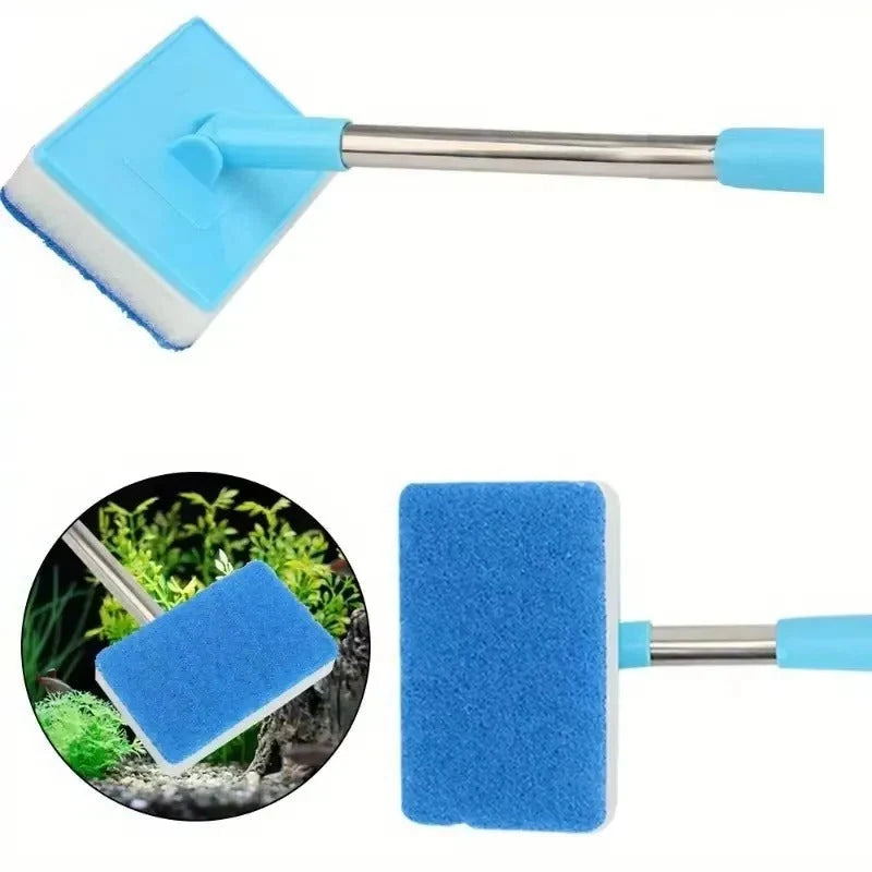 Aquarium Cleaner Telescoping 22-37 Inch Rotating Head Dual Pad