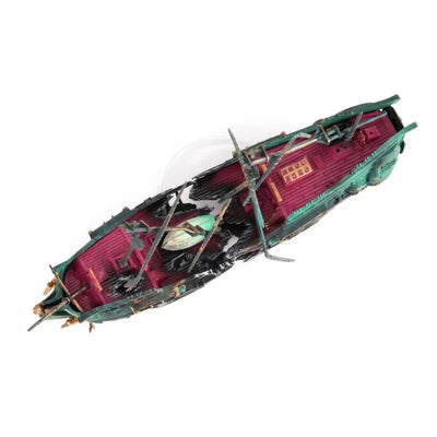 Aquarium Decoration Sunken Boat Built-In Air Tubing
