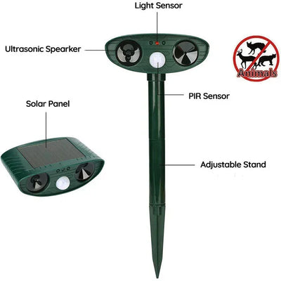 Armadillo Repellent Ultrasonic Motion-Activated Solar-Powered