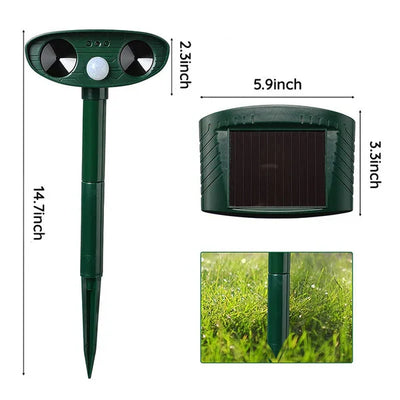 Armadillo Repellent Ultrasonic Motion-Activated Solar-Powered